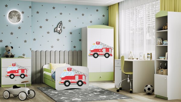 Kocot kids Dětská postel Babydreams hasičské auto zelená, varianta 70x140, bez šuplíků, bez matrace