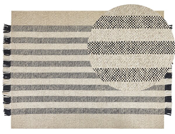 Vlněný koberec 160 x 230 cm černý/krémově bílý TACETTIN