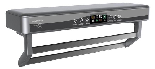 Elektrický sušák na ručníky s UV dezinfekcí do koupelny/kuchyně, nástěnný, šířka 60 cm, 450 W, ElectricSun PREMIUM, šedý
