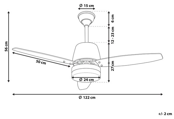 Stropní ventilátor se světlem MLAVA s dálkovým ovládáním LED Hnědá