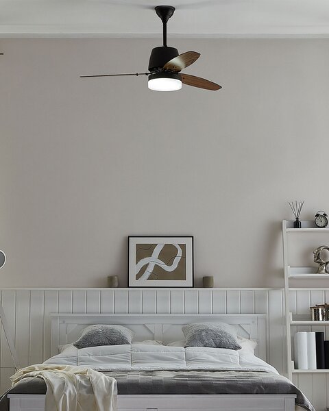 Stropní ventilátor se světlem MLAVA s dálkovým ovládáním LED Hnědá