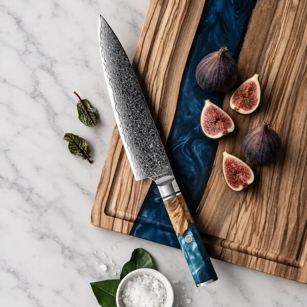Šéfkuchařský nůž z damaškové oceli SaKuRo Blue 19,8 cm