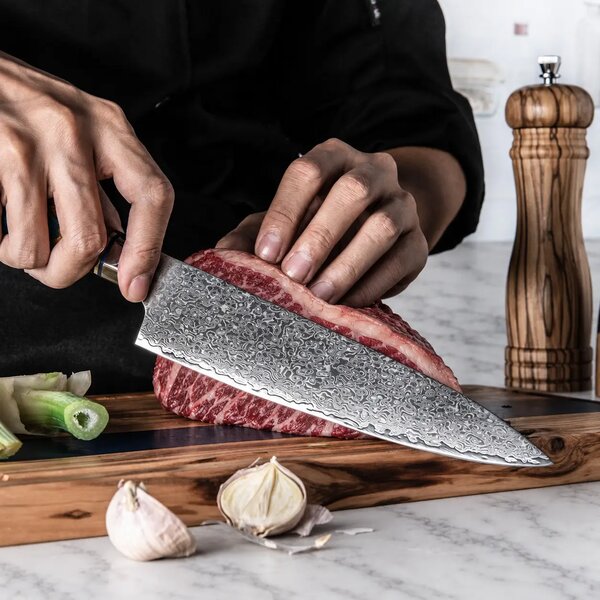 Šéfkuchařský nůž z damaškové oceli SaKuRo Blue 19,8 cm
