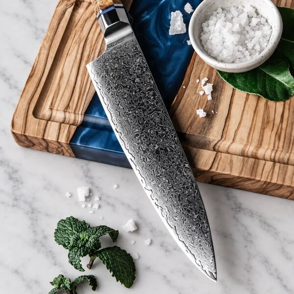 Šéfkuchařský nůž z damaškové oceli SaKuRo Blue 19,8 cm