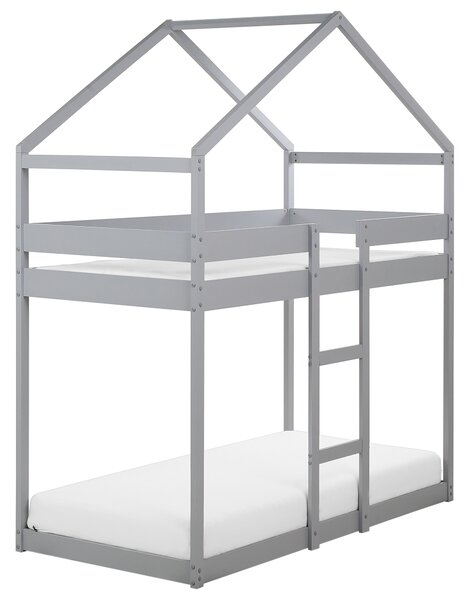 Patrová postel Domek Borovicové dřevo LABATUT 90 x 200 cm Šedá
