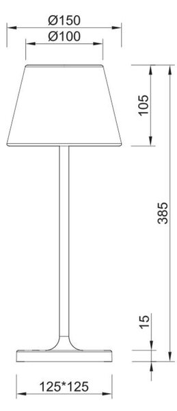 ACA Lighting LED venkovní stolní svítidlo na baterie 2W 170lm 3.000K tmavě šedá 360st. CRI80 IP54 LG2050G-400