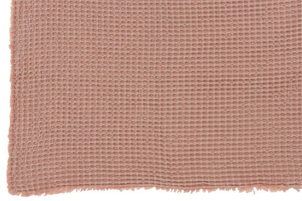 Růžový bavlněný vaflový pléd Waffle - 130*170 cm - J-Line by Jolipa