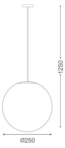 ACA Lighting venkovní závěsné svítidlo D250 PMM opálová bílá černý kabel a rozeta AC.18250KOPB