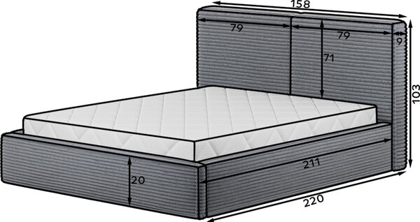 Eltap Čalouněná postel Pesillo s úložným prostorem Materiál a barva potahu: Modullo 03 - světle šedá, Rozměr: 140x200