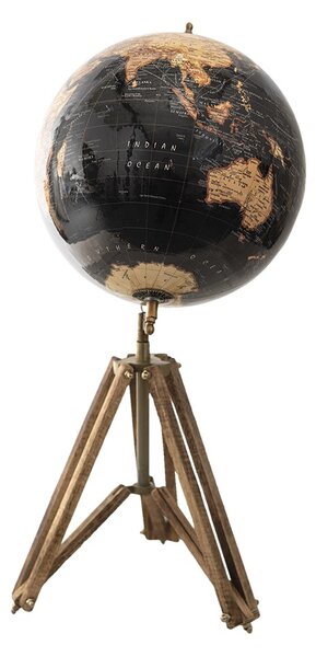 Černý dekorativní glóbus na dřevěné trojnožce Globe - 28*26*57 cm - Clayre & Eef