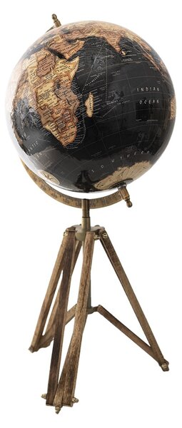 Černý dekorativní glóbus na dřevěné trojnožce Globe - 28*26*57 cm - Clayre & Eef
