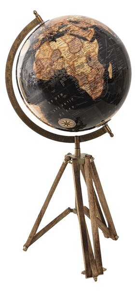 Černý dekorativní glóbus na dřevěné trojnožce Globe - 28*26*57 cm - Clayre & Eef