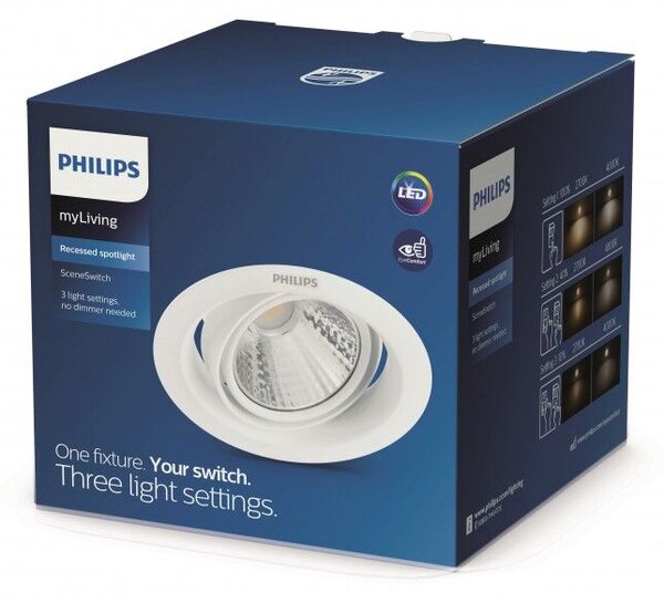 Pomeron podhledové LED svítidlo 1x5W 330lm 2700K krokově stmívatelné IP20, bílé