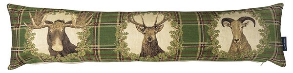 Béžovo-zelený gobelinový dlouhý polštář s jelenem Deer - 90*15*20cm - Mars & More
