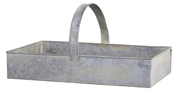 Dekorační plechový zinkový antik box podnos s rukojetí - 54*32*10 cm - Chic Antique