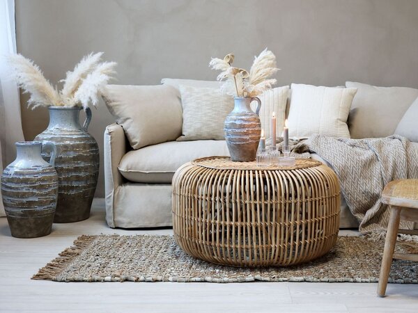Přírodní jutový koberec s třásněmi a koženými dílky lly - 70*150 cm - Chic Antique