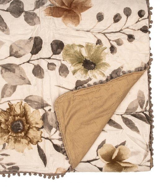 Bílý přehoz na postel a 2x povlak na polštář Flower Bulb - 230*250 cm / 50*70 cm - Clayre & Eef