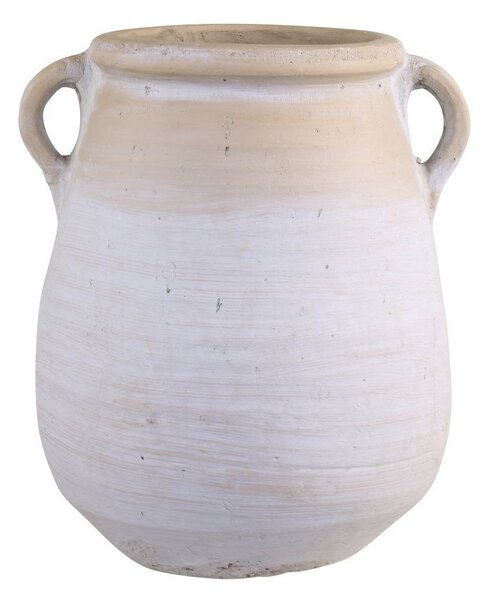 Šedo-béžová antik váza s oušky French Unique M - 27*25*31cm - Chic Antique