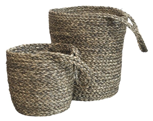 2ks závěsný úložný koš z mořské trávy Loani - Ø 27*30/ Ø 20*20 cm - Chic Antique