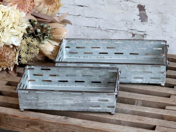 2ks plechový antik podnos Old French - 34*17*8 cm - Chic Antique