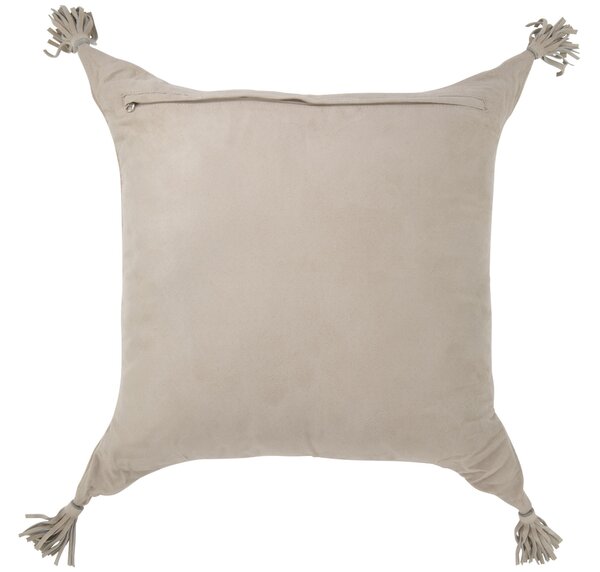Šedý kožený polštář se střapci Tasse - 45*8*45 cm - J-Line by Jolipa