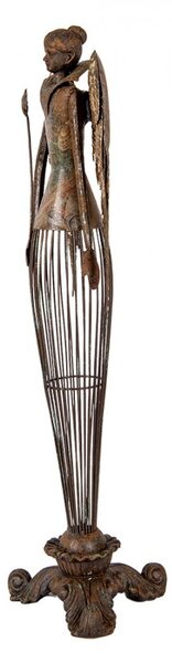 Hnědo-zlatá antik kovová dekorace anděl Aniel Brocante - 17*15*54 cm - Clayre & Eef