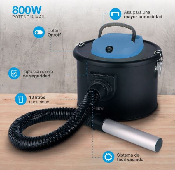 Vysavač na popel GSC 10l, 800W, 80 dB, akční rádius 2,8m, sání i foukání, 3 roky záruka