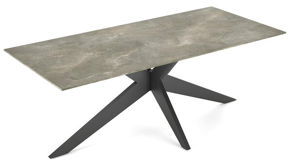 Jati Kebon Jídelní stůl Yate, Jati Kebon, obdélníkový 220x100x73,2 cm, rám hliník barva sand mat, deska keramika 12mm dekor Paladium Grey