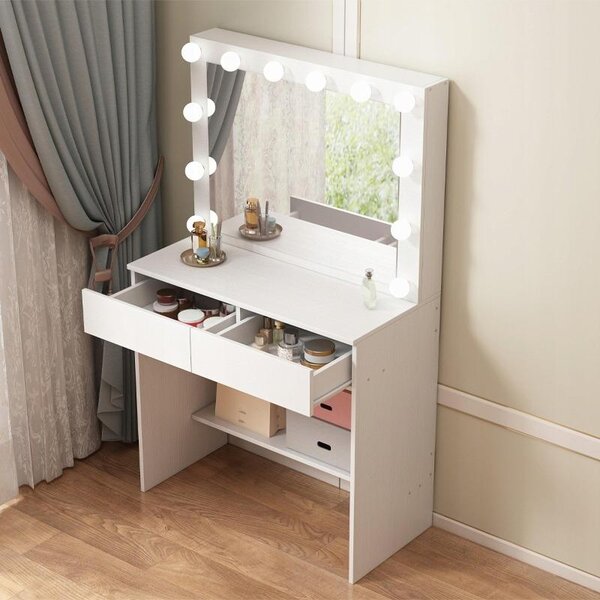 Moderní kosmetická toaletka na make-up s led zrcadlem glamour loft