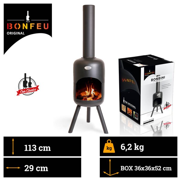 BonFeu BonBina Terasový krb černá ocel 113 cm