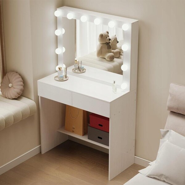 Moderní kosmetická toaletka na make-up s led zrcadlem glamour loft