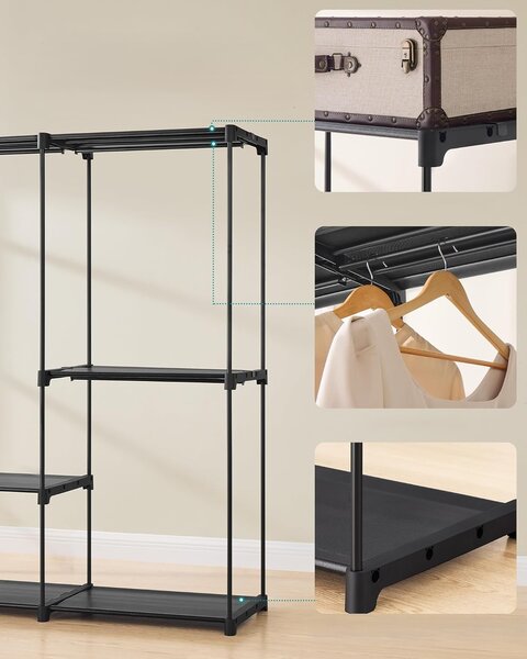 SONGMICS Otevřená šatní skříň Kimi 205 cm černá