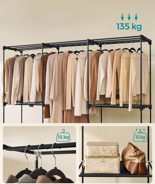 SONGMICS Otevřená šatní skříň Kimi 205 cm černá