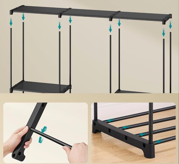 SONGMICS Otevřená šatní skříň Kimi 205 cm černá