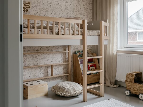 Dětská zvýšená postel BASIC se žebříkem 90x200 cm - Kašmírová