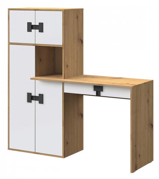 Psací stůl s regálem Tikrote TE11, Barva: dub artisan / bílý 5903211149177
