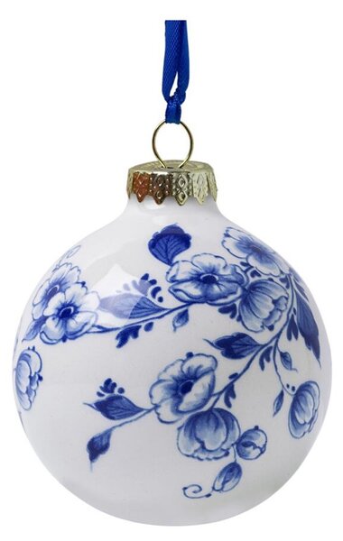 Heinen Delfts Blauw Porcelánová ozdoba Christmas Ball Flower - 7 cm HDB115