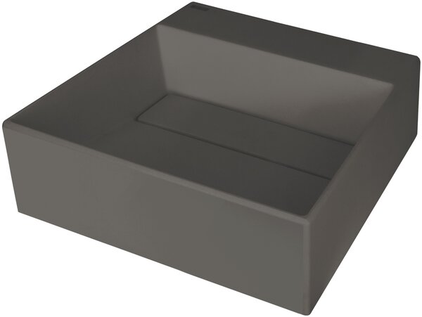 Deante Correo, granitové umyvadlo na desku s poličkou pod baterii a krycí deskou 400x400x130 mm, antracitová, CQR_TU4M