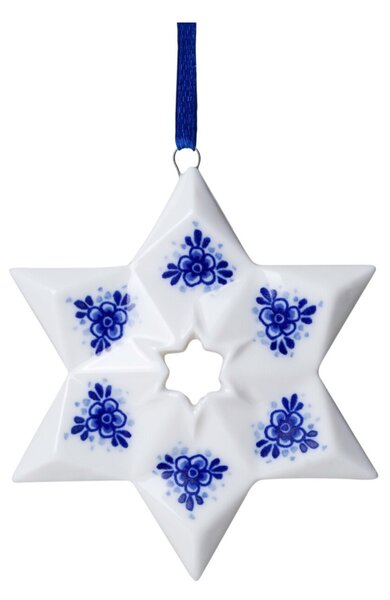 Heinen Delfts Blauw Porcelánová ozdoba Christmas Star - Bloom HDB109