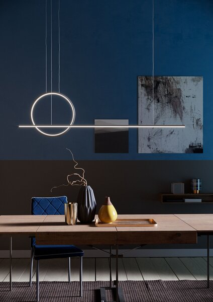Redo 01-1735 Giotto, moderní závěsné svítidlo, 49W LED 3000K dimswitch, černá, délka 143cm