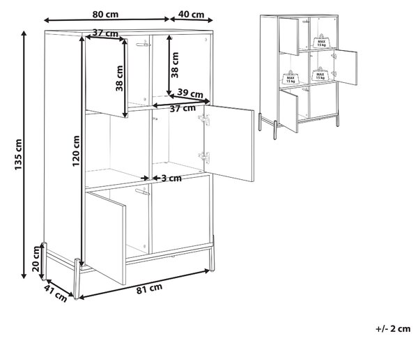 Regál s policemi MOINES 135 cm Hnědá/Černá