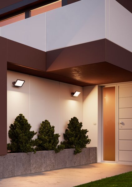 Redo 90244 Flux, tmavě šedý venkovní reflektor LED 50W 3000K, 30,5 x 19,5 cm