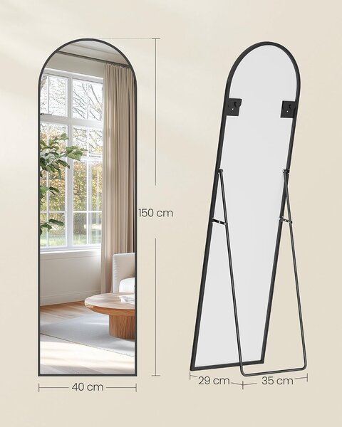 SONGMICS Volně stojící zrcadlo Bleer 150 cm černé V