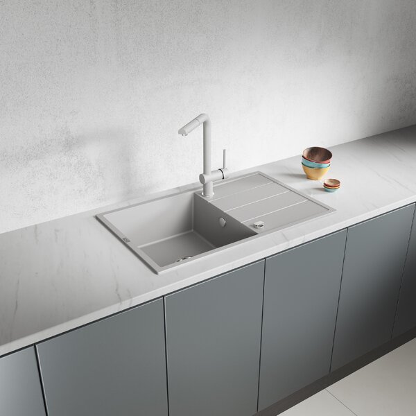 Laveo Wolin, 1-komorový granitový dřez 780x480x185 mm, šedá, LAV-SPW_511T