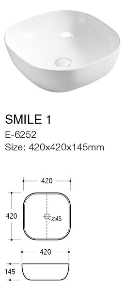 Comad Keramické umyvadlo na desku UM-6252 SMILE 40, bílá