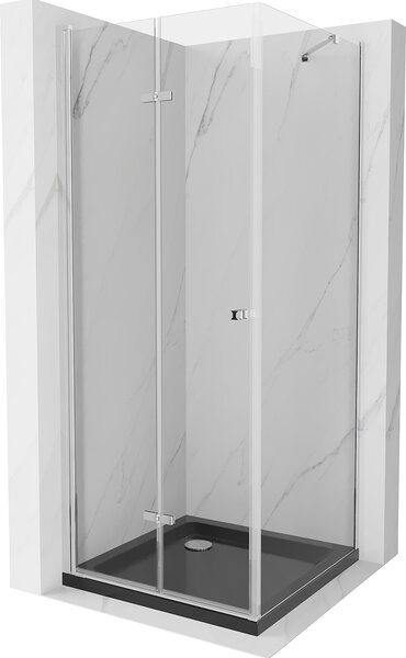 Mexen Lima, sprchový kout se skládacími dveřmi 80 (dveře) x 80 (stěna) cm, 6mm čiré sklo, chromový profil + slim sprchová vanička černá + chromový…