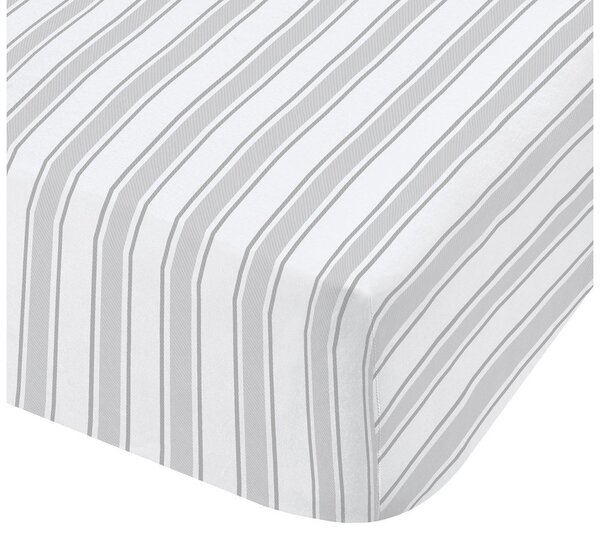 Šedo-bílé bavlněné prostěradlo Bianca Check and Stripe, 90 x 190 cm