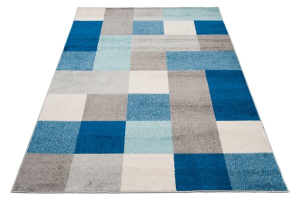 Makro Abra Kusový koberec LAZUR C574B Kostky šedý modrý Rozměr: 240x330 cm