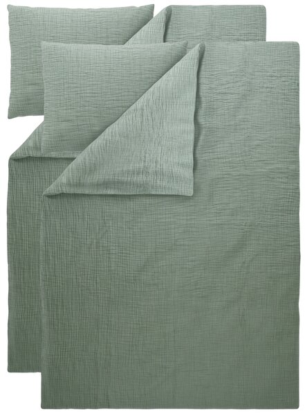 Livarno® Sada mušelínového ložního povlečení, 140 x 200 cm, 70 x 90 cm, 2dílná, zelená (800014524)