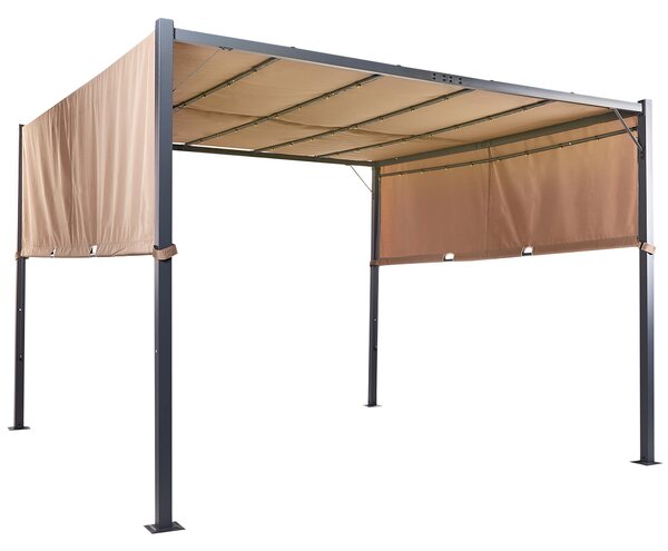 Zahradní pavilon LED PARGA Kov 310 cm 310 cm Hnědá